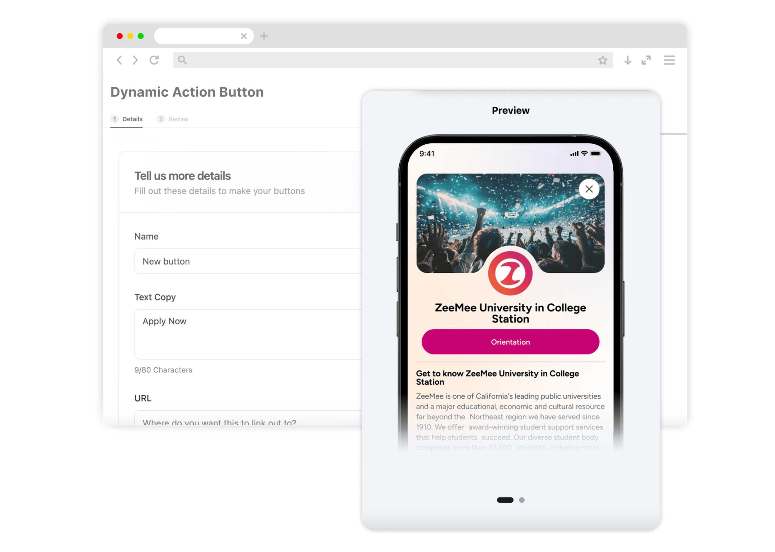 dynamic action button updated zeemee
